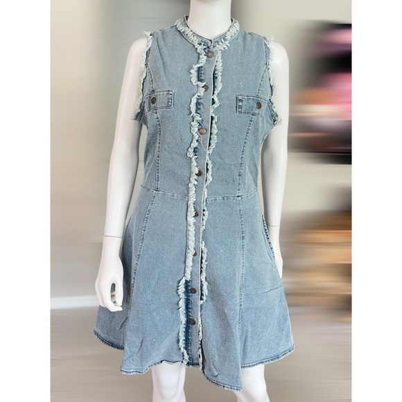 MAZIK denim mix mini dress 1X 2X 3X - Picture 4 of 9